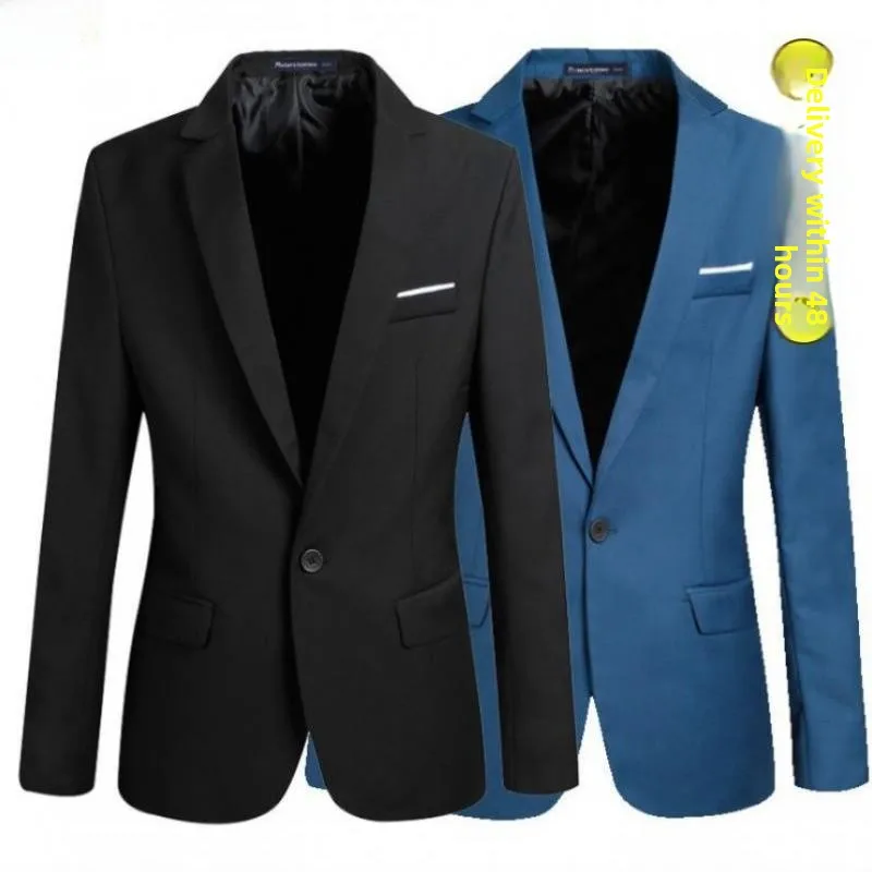 

Men's Busin Casual Slim Fit Double Breasted Long Sve Suit Jaet Special Wide Fit Thiened Spring Youth Trend