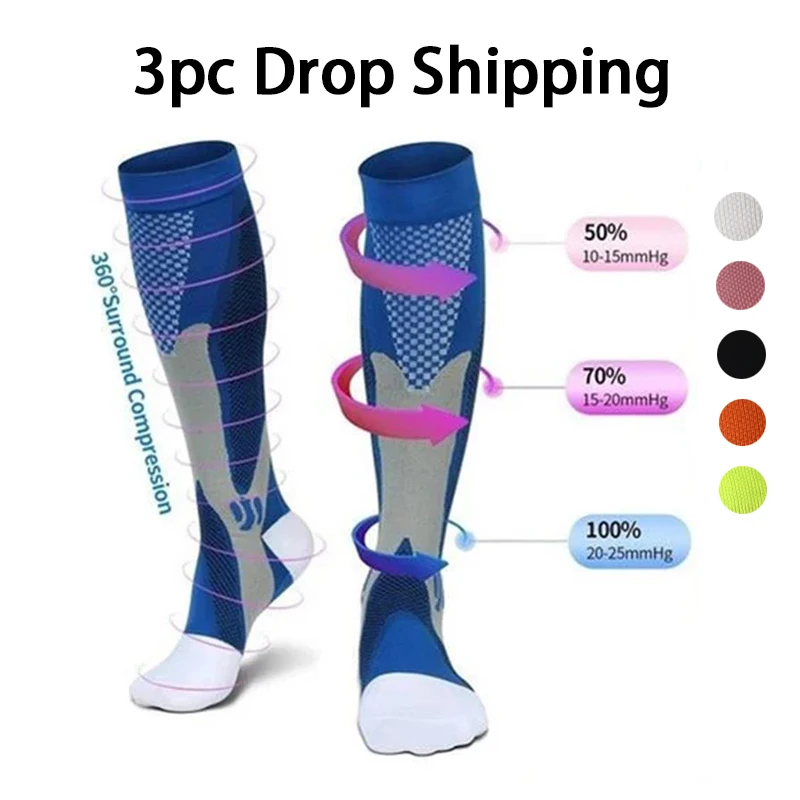 Men\'s Women\'s Running Tights 20-30 Mmhg Nylon Elastic Sports Socks Suitable For Outdoor Jogging Cycling Varicose Veins Socks New