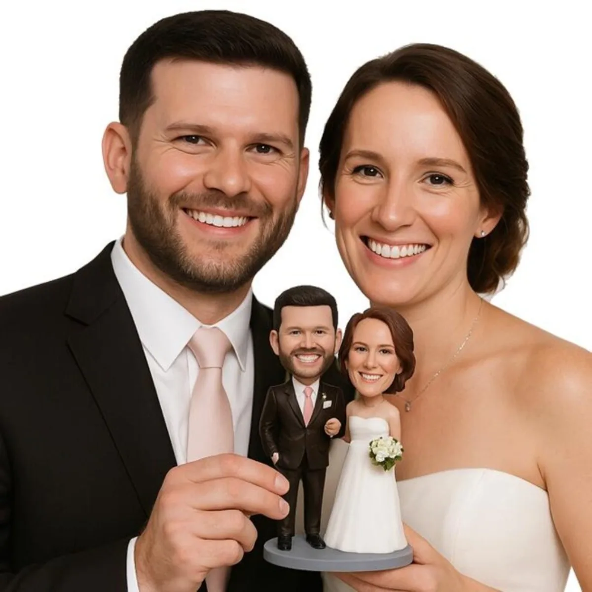 

Персонализированный кукольный сувенир на заказ по фото: фигурки жениха и невесты из глины ручной работы, свадебное украшение, подарок-память