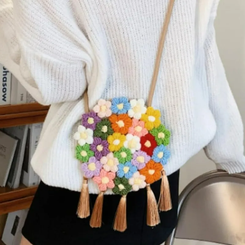 Mini Puff Knitted Flower Tear Resistant Beautify Bag Coat Clothing Parts 3D Handmade Cotton Flowers DIY Accessories Components