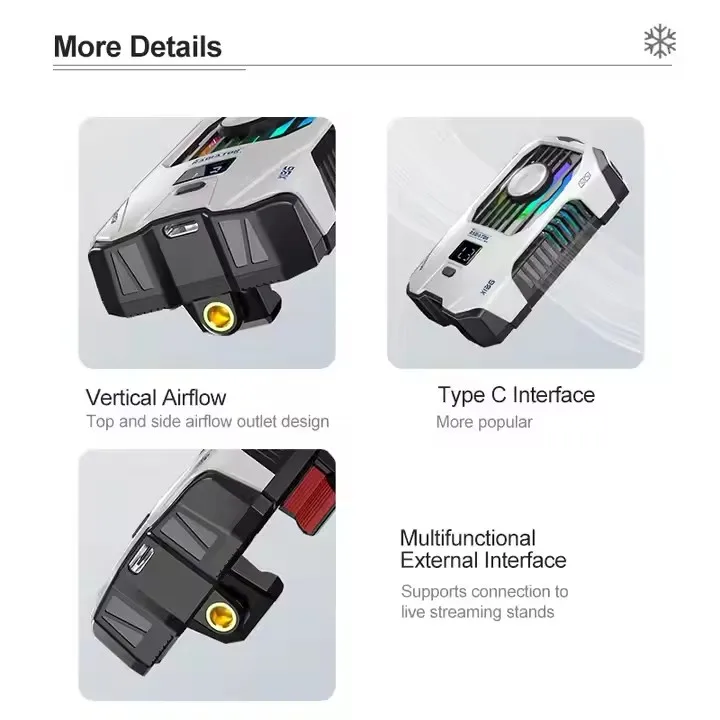 Kipas Pendingin Radiator Pendingin Ponsel Klip Belakang Semikonduktor Dukungan 3 Gigi Dudukan Tripod Streaming Langsung Game Baterai Isi Ulang