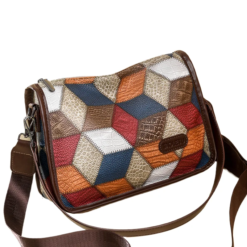 

Colored Bag for Women 2024 New Fashion Soft Leather Shoulder Bag for Middle aged Large Capacity Mom's Bag Versatile Straddle Wom