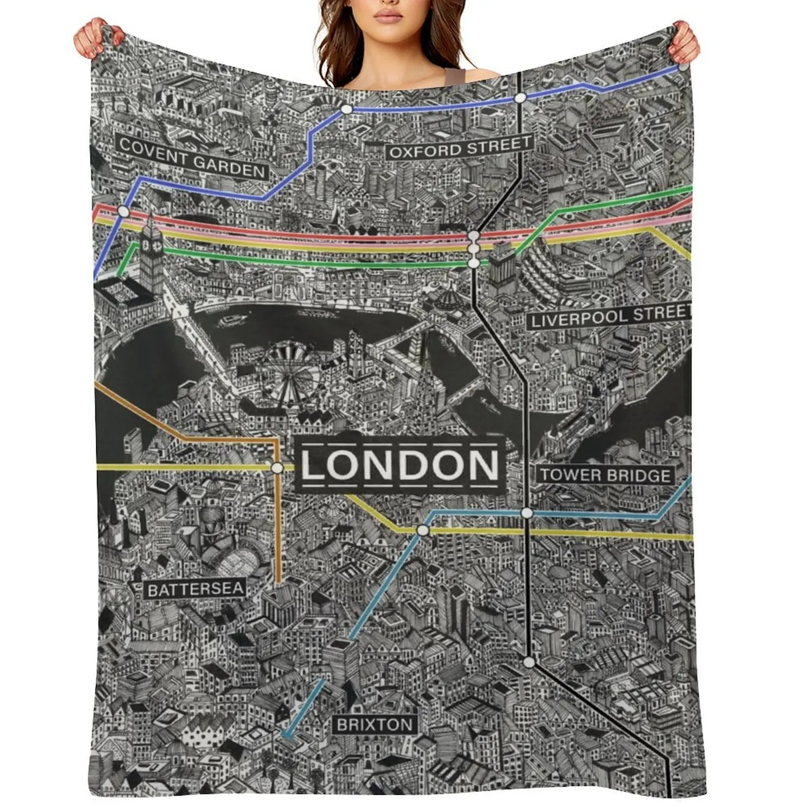 خريطة مدينة لندن رمي بطانية أفكار هدايا عيد الحب فروي بطانيات مخصصة فضفاضة #1