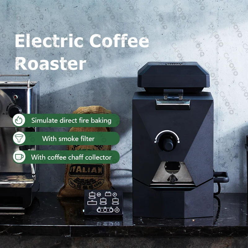 CAFOVO RE-1 محمصة حبوب البن الكهربائية المحمصة التجارية آلة التحميص الأوتوماتيكية مع 3 مجفف الحبوب منحني الخبز 110-220 فولت #1