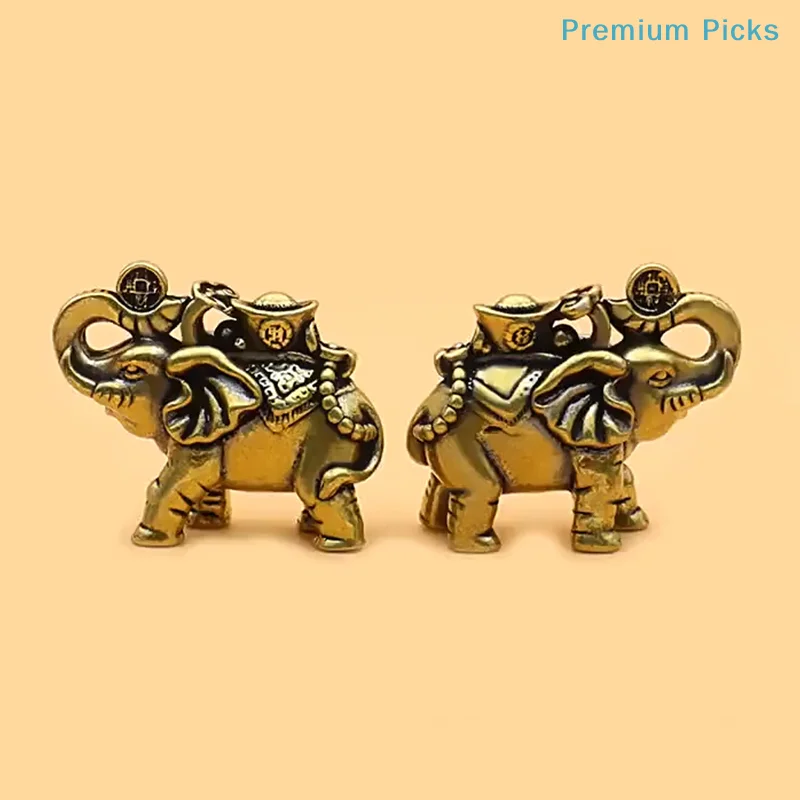 Brass Elephant Metal Figurines Auspicious Elephant Living Room Desk Decoration Mini Elephant Figurines Accessoires Miniatures
