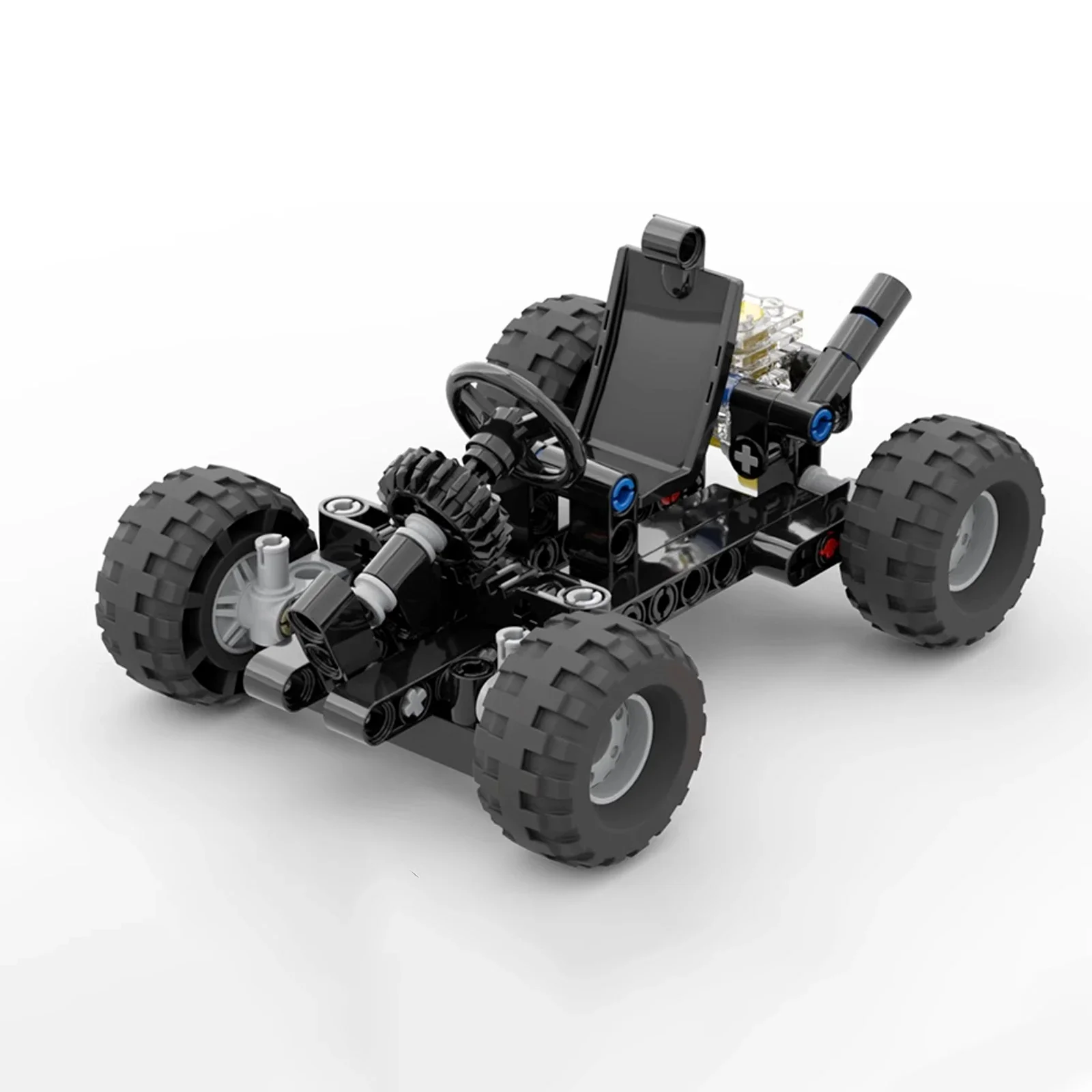 Moc modelo de blocos de construção de kart de direção horizontal com haste de ligação de pneu de motor brinquedo educacional presente criativo para meninos