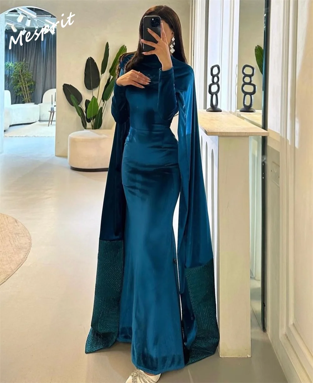 Yipeisha Retro Asymmetrical One-Shoulder Mermaid Evening es Hugging Velour Customized Saudi Arabia