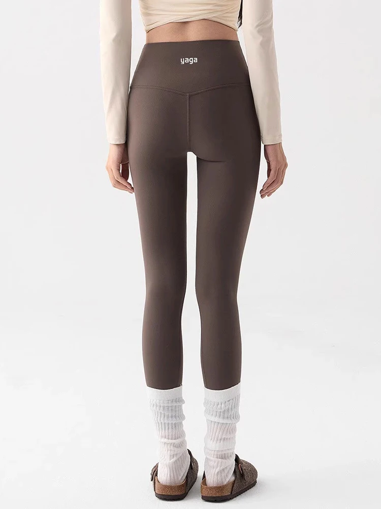 Damskie spodnie do jogi z wysokim stanem, modelujące sylwetkę, do biegania, z efektem skórzanego wykończenia, kontrolujące brzuch, do pilatesu, sportowe, długie spodnie, jesień-zima