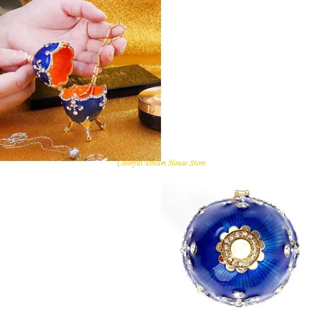 

Egg Jewelry Trinket Box Hinged Ornaments Gift for Home Decoration