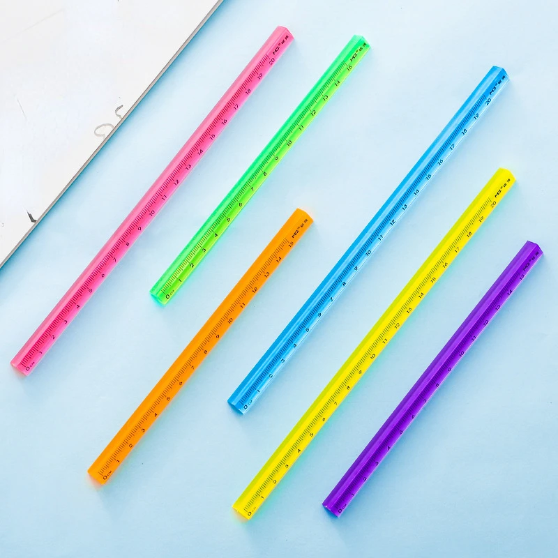 15cm/20cm kolorowa przezroczysta linijka trójkątna linijka prosta wielofunkcyjne linijki do rysowania artykuły papiernicze artykuły szkolne