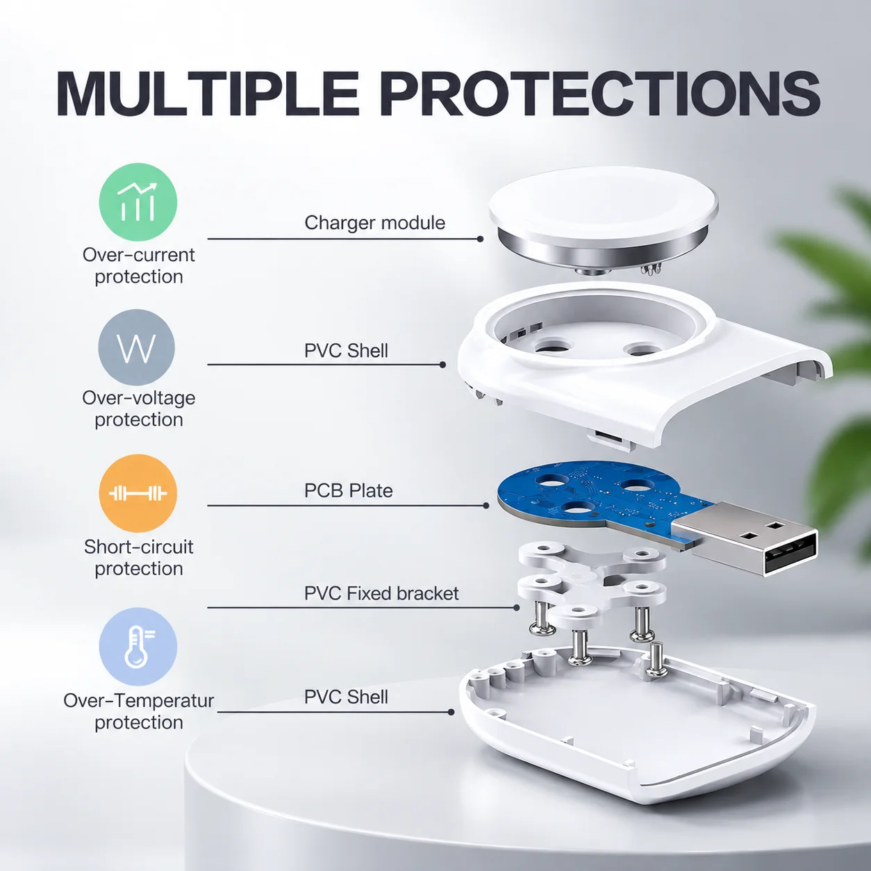 Portable USB Magnetic Charger for Apple Watch Series 11, Ultra 3 and SE 3, Cable-Free Plug Design, Keychain Format, 5V/1A USB Input, Compact 6.5 x 3.8cm Wireless Watch Charging Dock for Home, Office and Travel - view 5