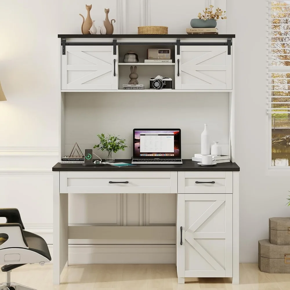 

Administrative desk, computer desk with drawers and storage cabinets, home desk with charging station