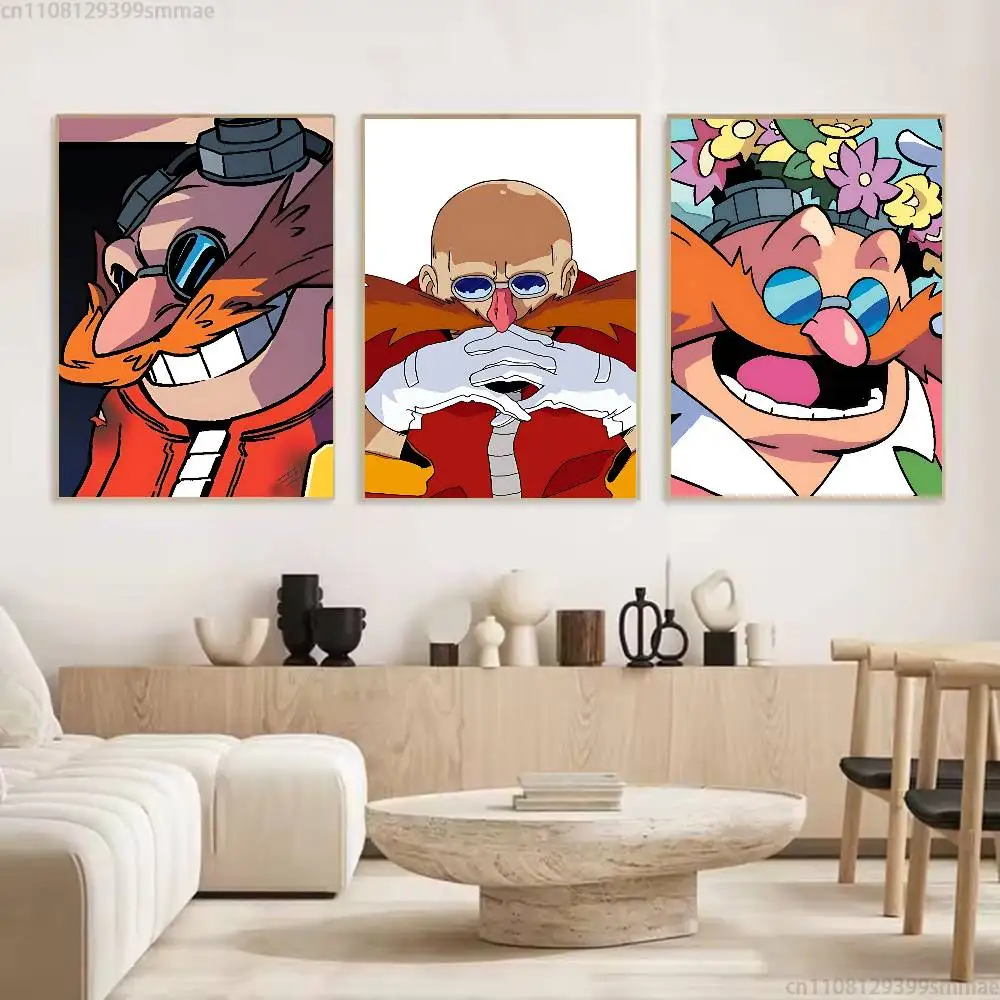 Without hair Eggman Robotnik new group Poster HD home decor sticky wall waterproof home living room bar aesthetic decor