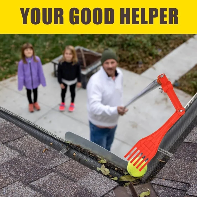 Mini Rake Rotatable Handle Gutter Limpeza Ferramentas para Telhados Controladores, Hot, 2pcs