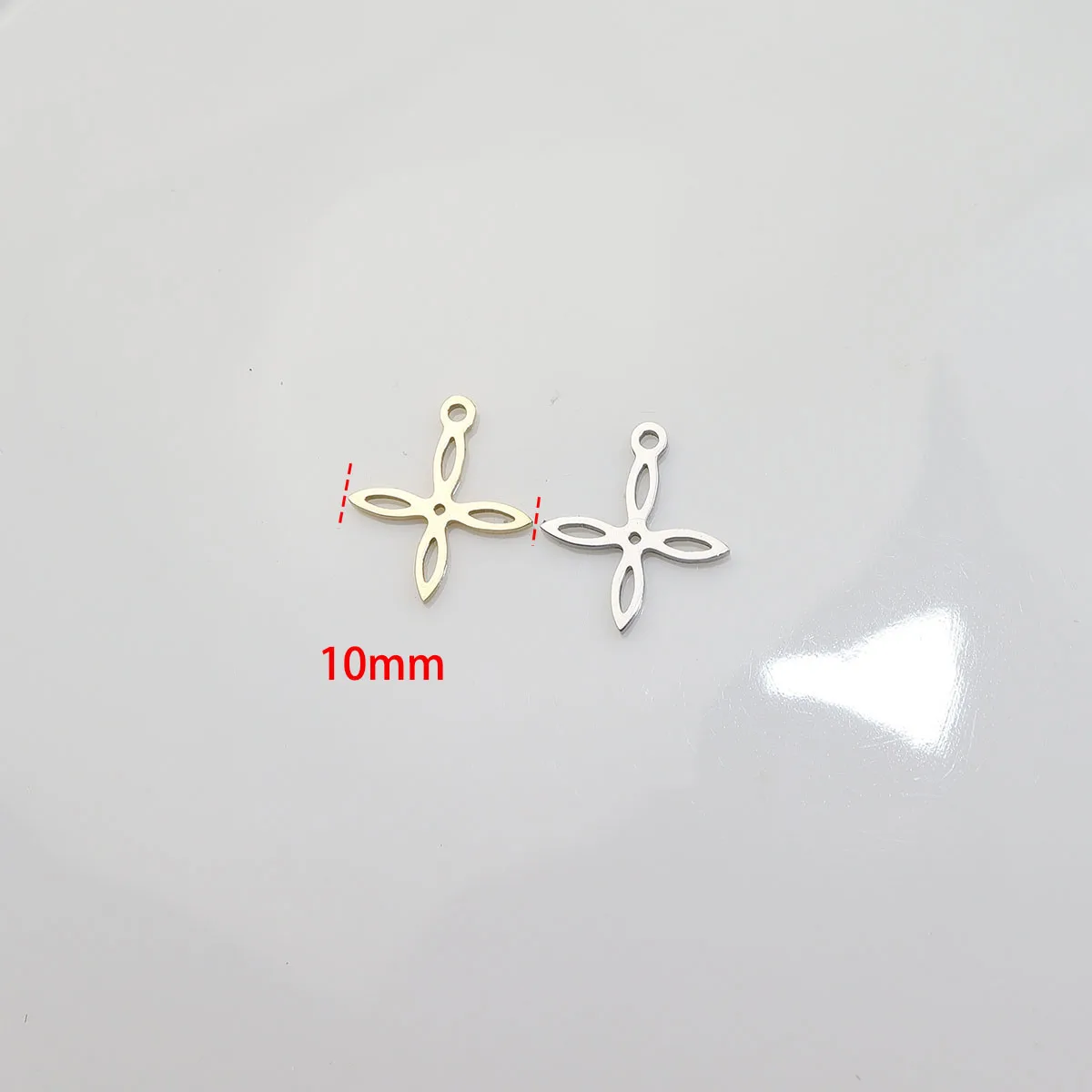 304L 10pcs Stainless Steel Flower Fashion Jewelry Accessory Charms Earrings Bracelet DIY Handcraft PVD Vacuum Plate Waterproof