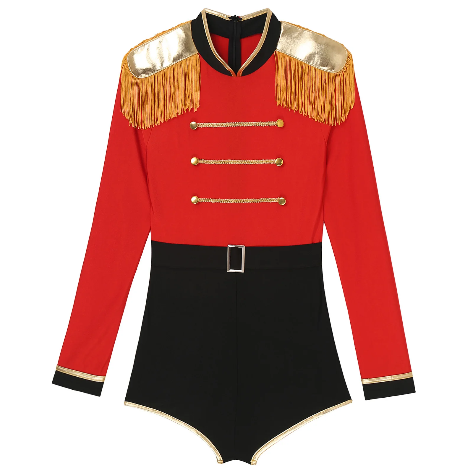 Lyus Ringmaster Cosplay Costume pour femme, combinaison à manches longues, costume de batterie, velours à franges, fête à thème de carnaval d'Halloween