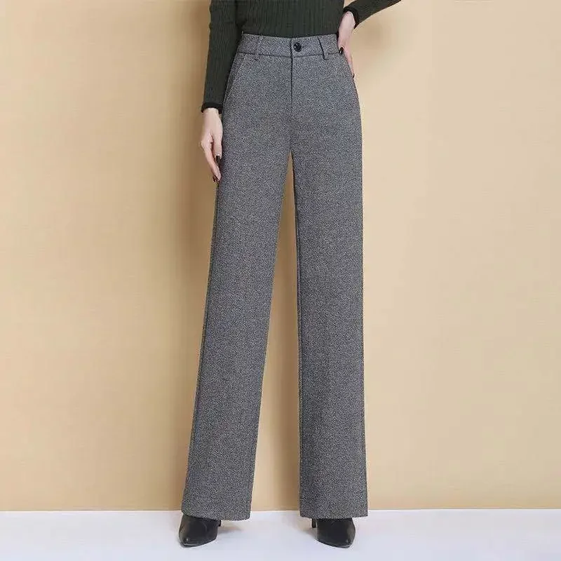 

Woolen Wide Leg Pants 2025 New Spring and Autumn and Winter Solid Color High Waist Drop Thickened Straight Tube Fashion Trend