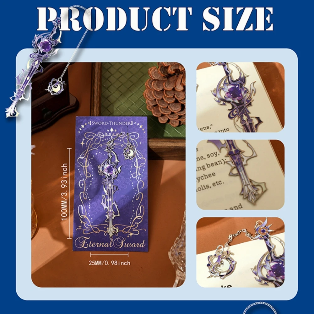 Unique Sword Bookmark Metal WeaponS Fantasy Stationery Cool Page Marker Anime Cosplay Accessory Game Fan Collectible Student