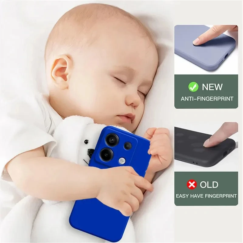 Square Liquid Silicone Case for Xiaomi Redmi Note 13 Pro 5g Full Protection Soft Phone Cover Note 13Pro POCO X6 Fundas