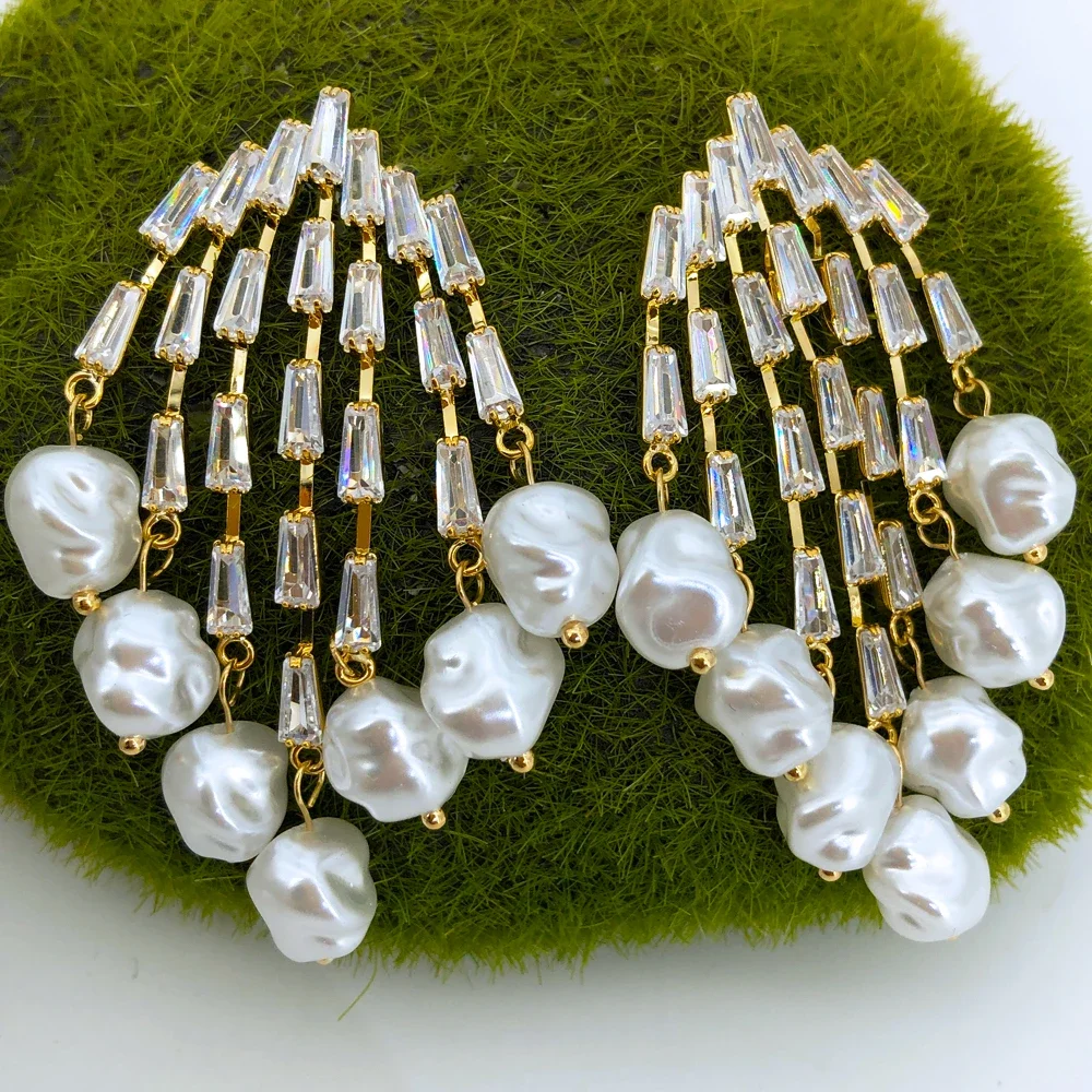 

Soramoore новые роскошные серьги-подвески с кисточками и жемчугом, полный микро-черный цирконий, европейские свадебные модные украшения