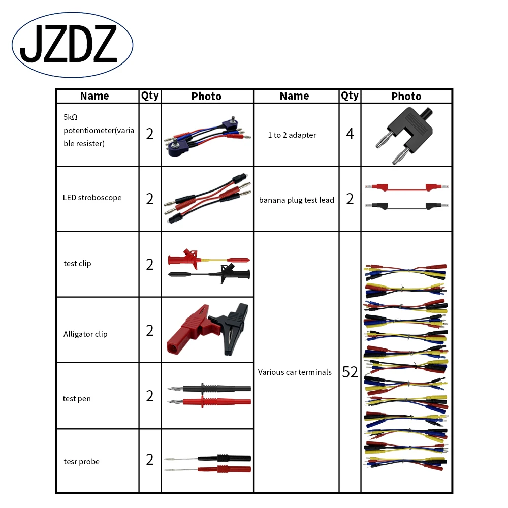 JZDZ Automotive Circuit Test Leads Kit 70PCS Terminal Test Kit Multimeter Test Leads Kit with Back Probe Kit Black Carry -70pcs