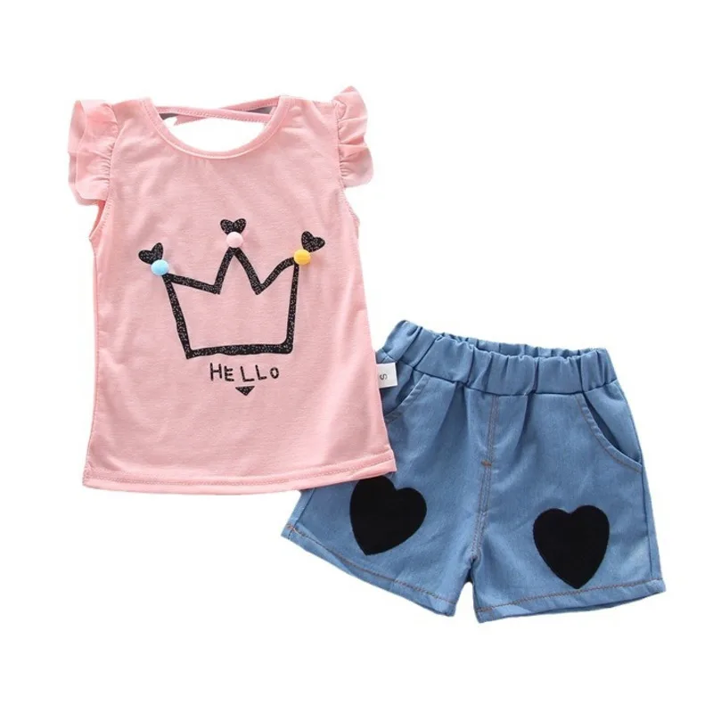 New Fashion Summer Baby Clothes Suit Children Girls Cartoon Casual Vest Shorts 2Pcs/Sets Toddler Sport Clothing Kids Tracksuits