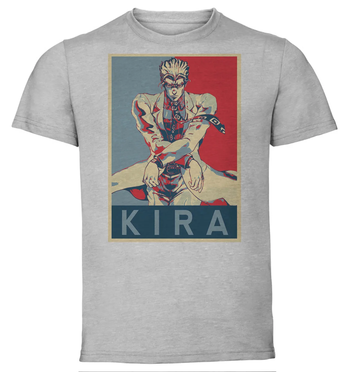 T-Shirt Unisex Grey Propaganda Jojo's Bizarre Adventure Diamond is Unbreakable Yoshikage Kira