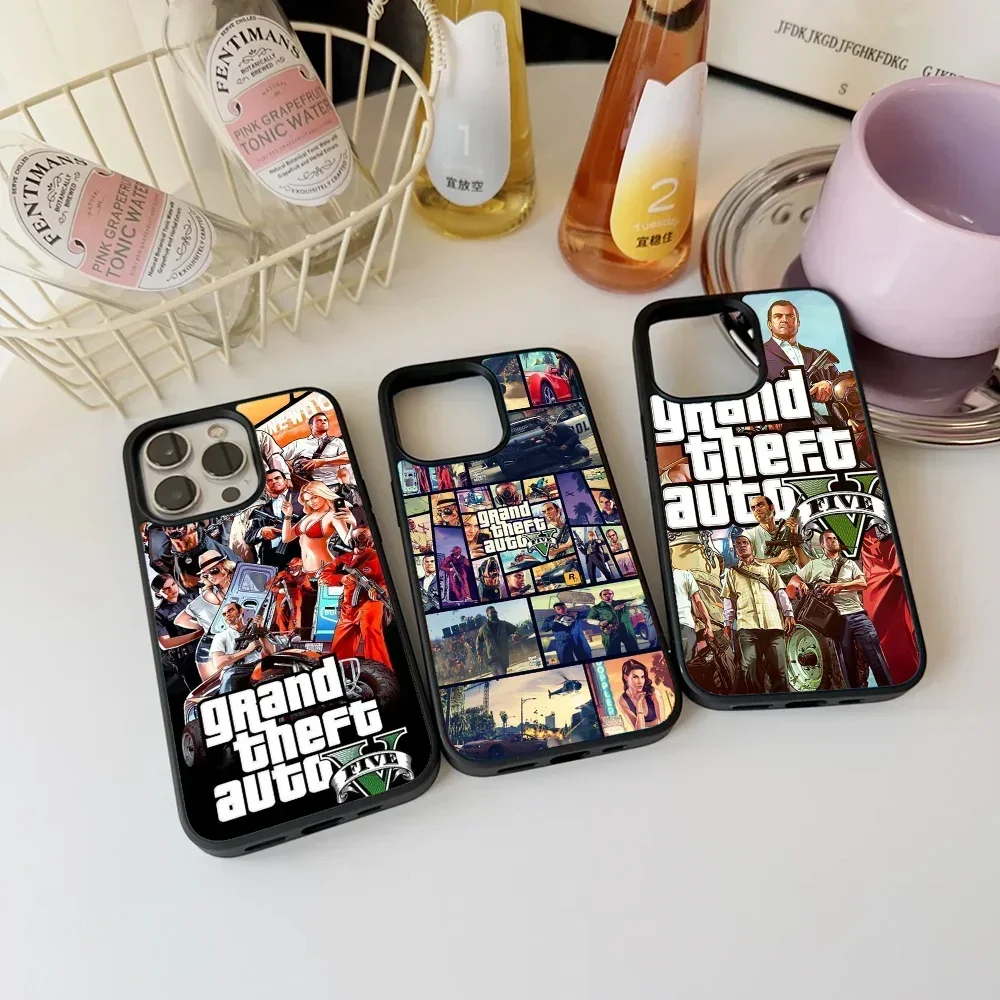 Hot Game GTA V Phone Case For IPhone 11 12 13 14 15 Plus Pro Max Mirror Acrylic PC TPU Cover