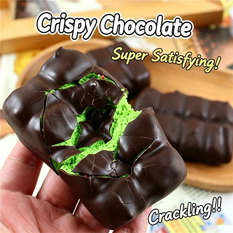 Simulation Ice Cream Chocolate Fidget Toy Wax Cracking Squeeze Crispy Crunch Sound ASMR Satisfying Anxiety Relief Toy Autism