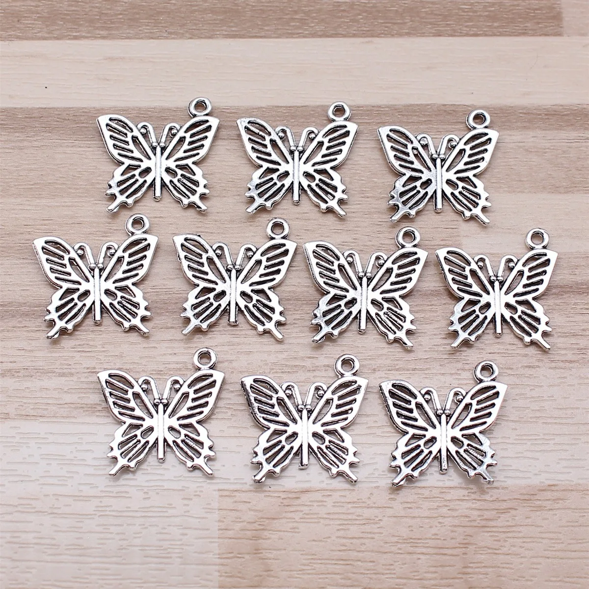 IFOCUS 10pcs/Lot Butterfly Charms For DIY Jewelry Making Zinc Alloy 20x19mm/0.79x0.75inch