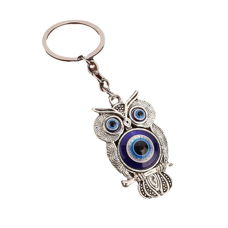 Colgante de Aleación Unisex con Diseño de Búho de Ojo Azul y Ojo de Demonio, Estilo Vintage, Accesorio para Llavero, Regalo para Coche, Bolso o Joyería