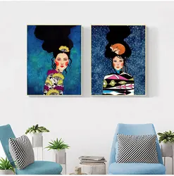 Abstract Girl Hair Flower Bird Wall Art Canvas Painting Nordic Posters And Prints Vintage Wall Pictures For Living Room Decor