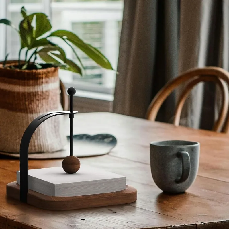 A23E-Luxury Walnut Wood Tissue Holder - Tabletop Napkin Stand For Dining, Coffee Shops