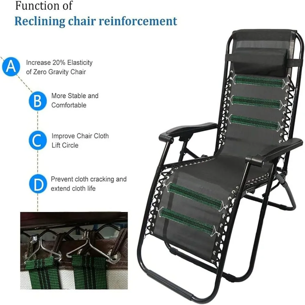 サンラウンジャーチェア用ユニバーサル弾性ロープ8本、パティオデッキゼロ重力ガーデンリクライニングチェア用交換用弾性コード