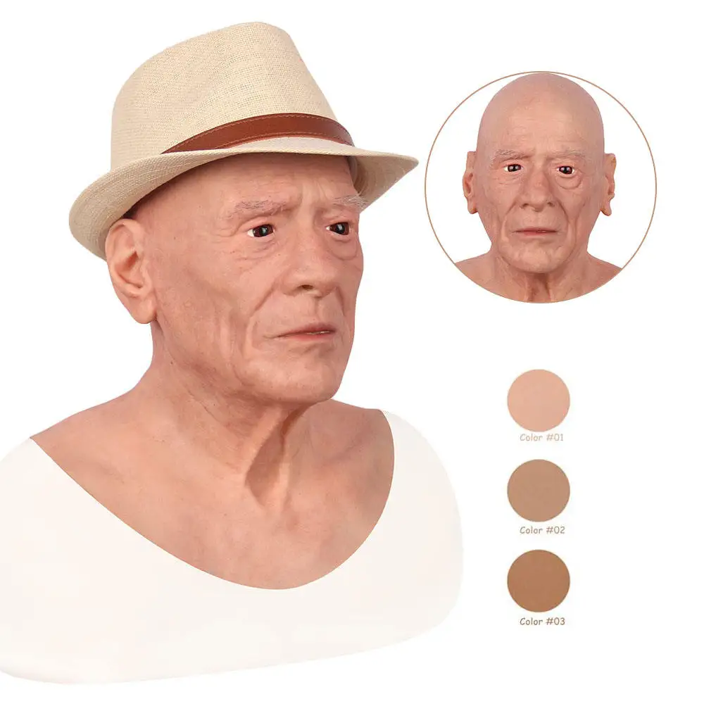 Realistic Full-Head Silicone Drama Mask for Halloween Cosplay Party Masks for Masquerade Ball Crossdresser Breast Form