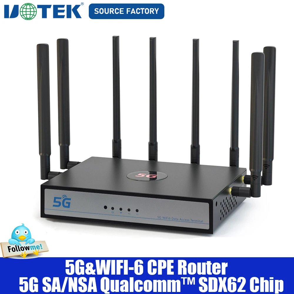 

UOTEK 5G Sim CPE Wifi 6 Router 8 Antennas Hybrid Mesh SA NSA 3.4Gbps Higher Capacity Wireless X62 Modem Smart System 4G LTE