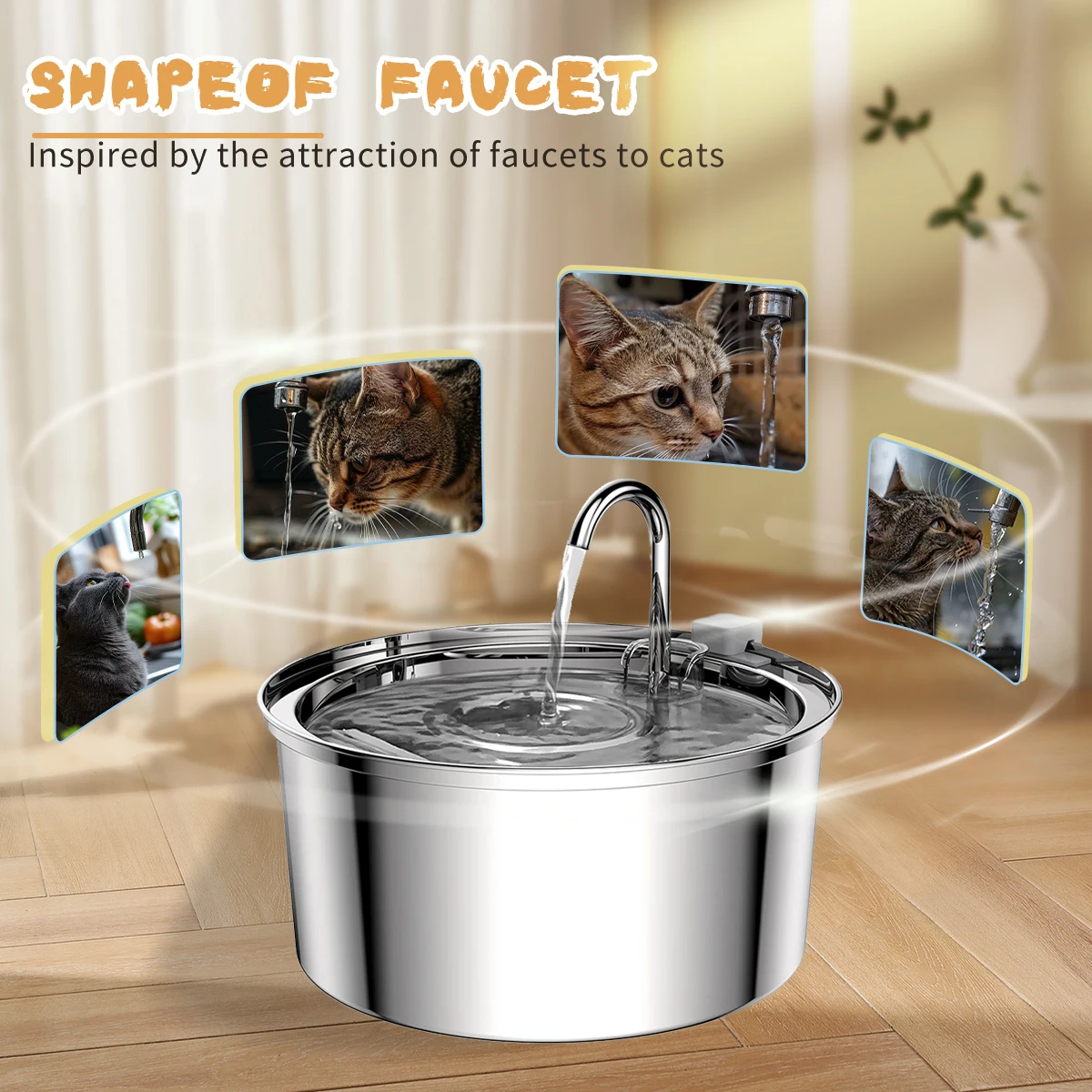 Automatischer Katzenwasserbrunnen, intelligenter Haustierwasserspender mit Filter, Trinkbrunnen für Katzen und Hunde, extrem leise Wasserpumpe – Detail 9