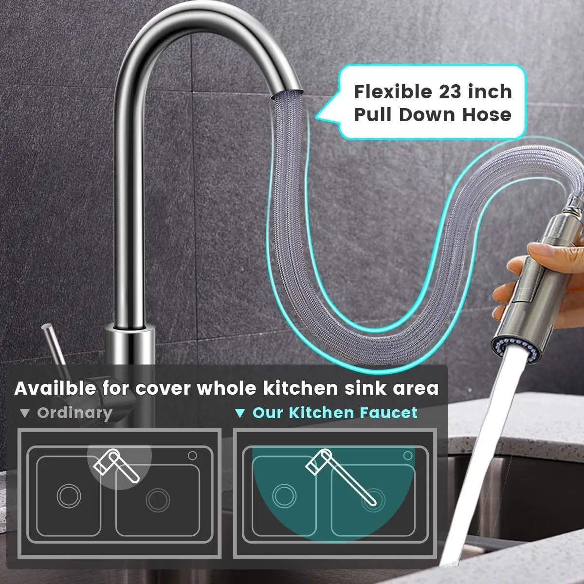 Touchless Kitchen Faucets with Pull Down Sprayer Stainless Steel Kitchen Sink Faucet Hot Cold Smart Sensor Touch Kitchen Faucet