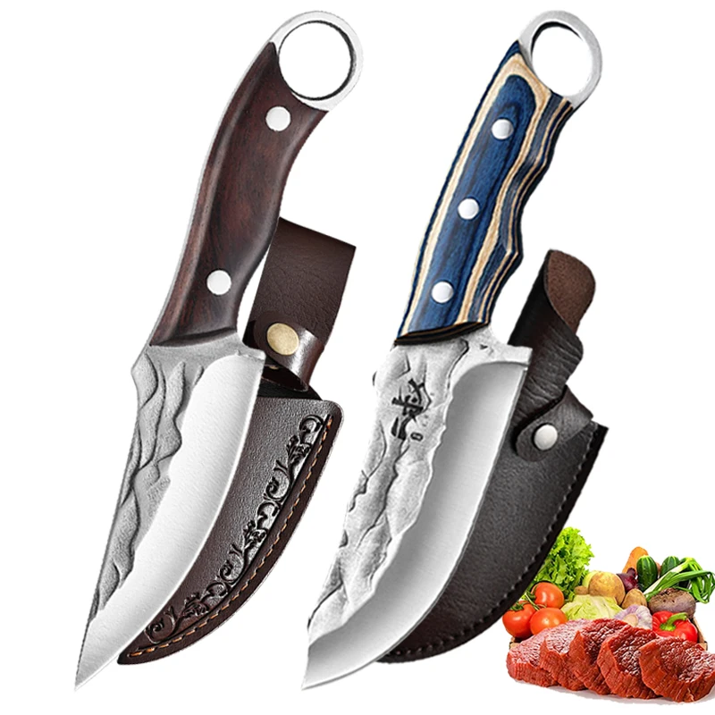 Meat Cleaver Knife Hand Forged 5Cr15Mov Stainless Steel Fishing Knife Fruit Butcher Boning Kitchen Chef Knife