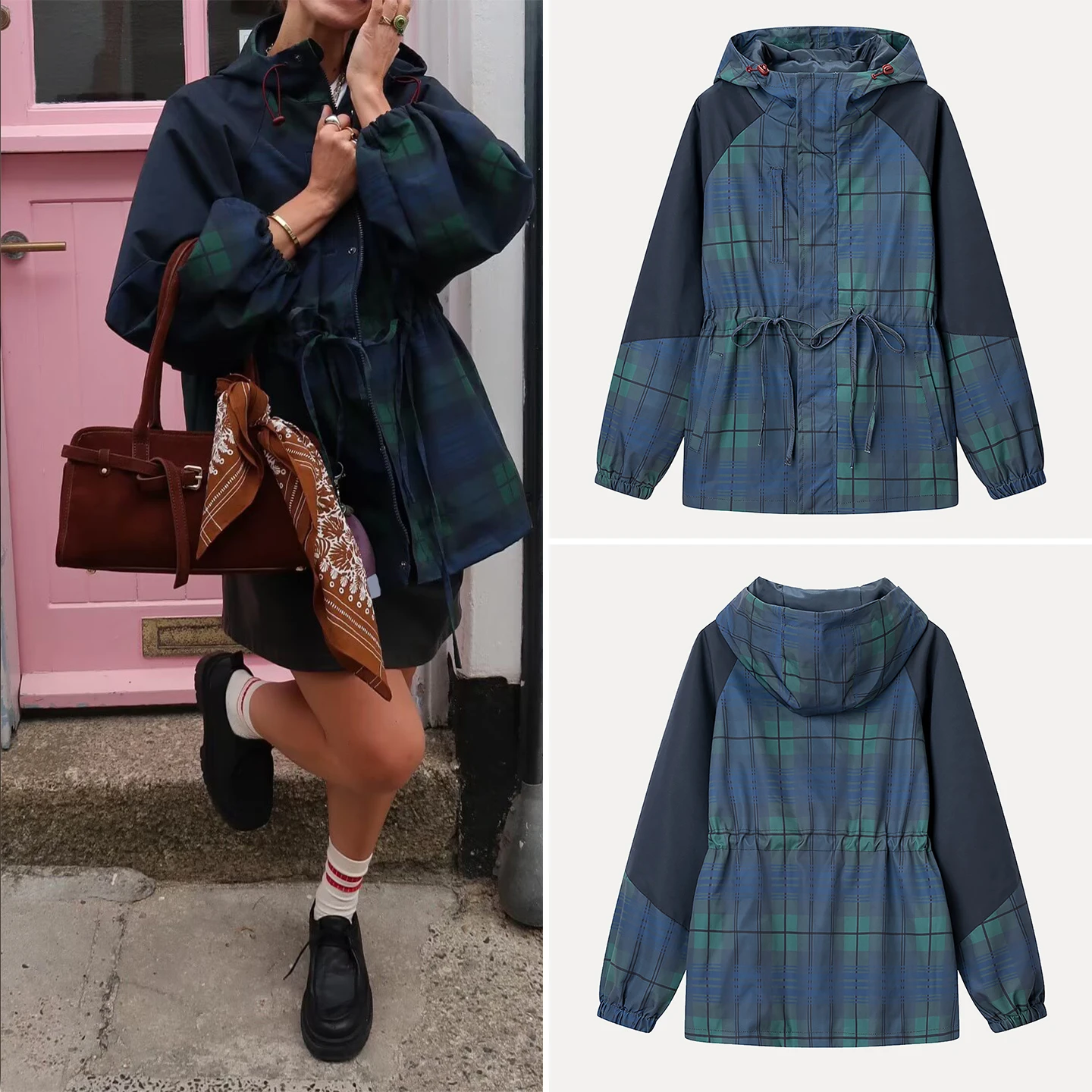 وصل حديثًا لخريف 2025 معطف نسائي غير رسمي مزين بالهتاف ملابس غير متماثلة اللون تصميم Blo ملابس يومية أنيقة #1