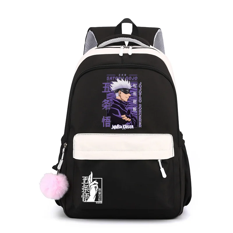 Popular anime satoru gojo padrão mochila nova casual rua anime mochila satoru gojo legal mochila escola saco