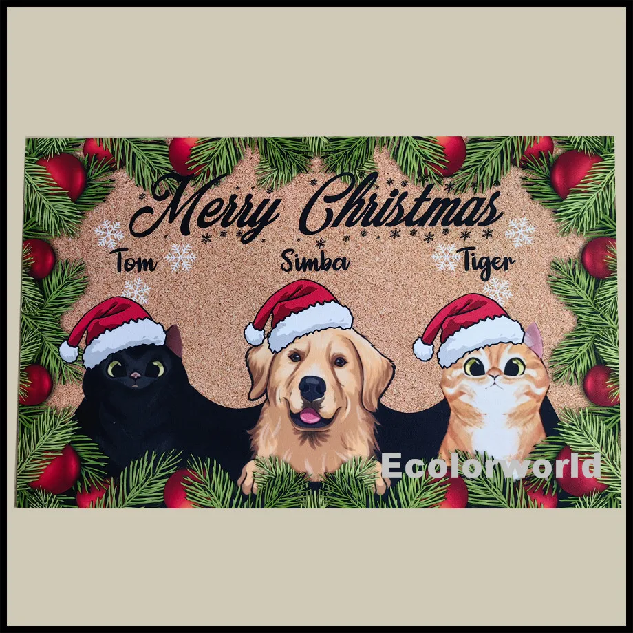 Personalized Cartoon Dog Cat Doormat Pets Mat Rug Custom Christmas Gift Floor Mats Carpet  Festival Home Decor Accessory