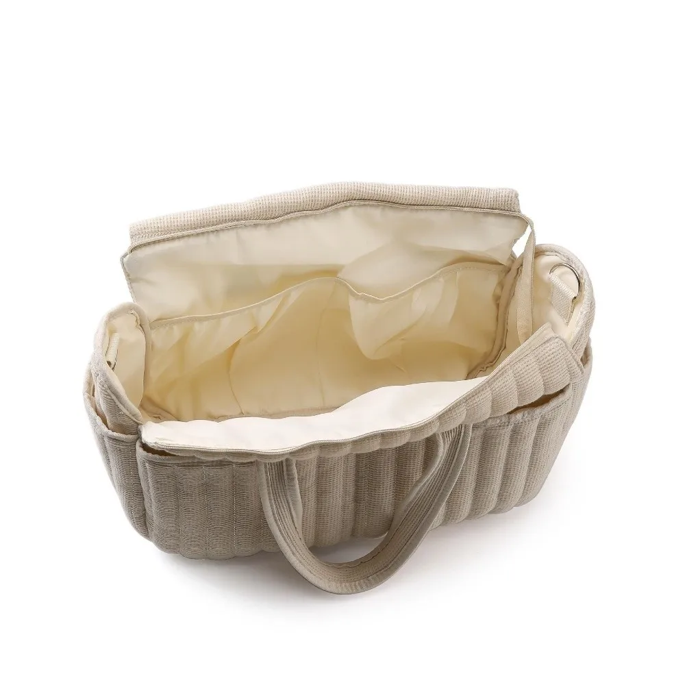 Fashion Waterproof Solid Diaper Bag Large Beige Nursing Changing Bag Multi-functional Stylish Bag For