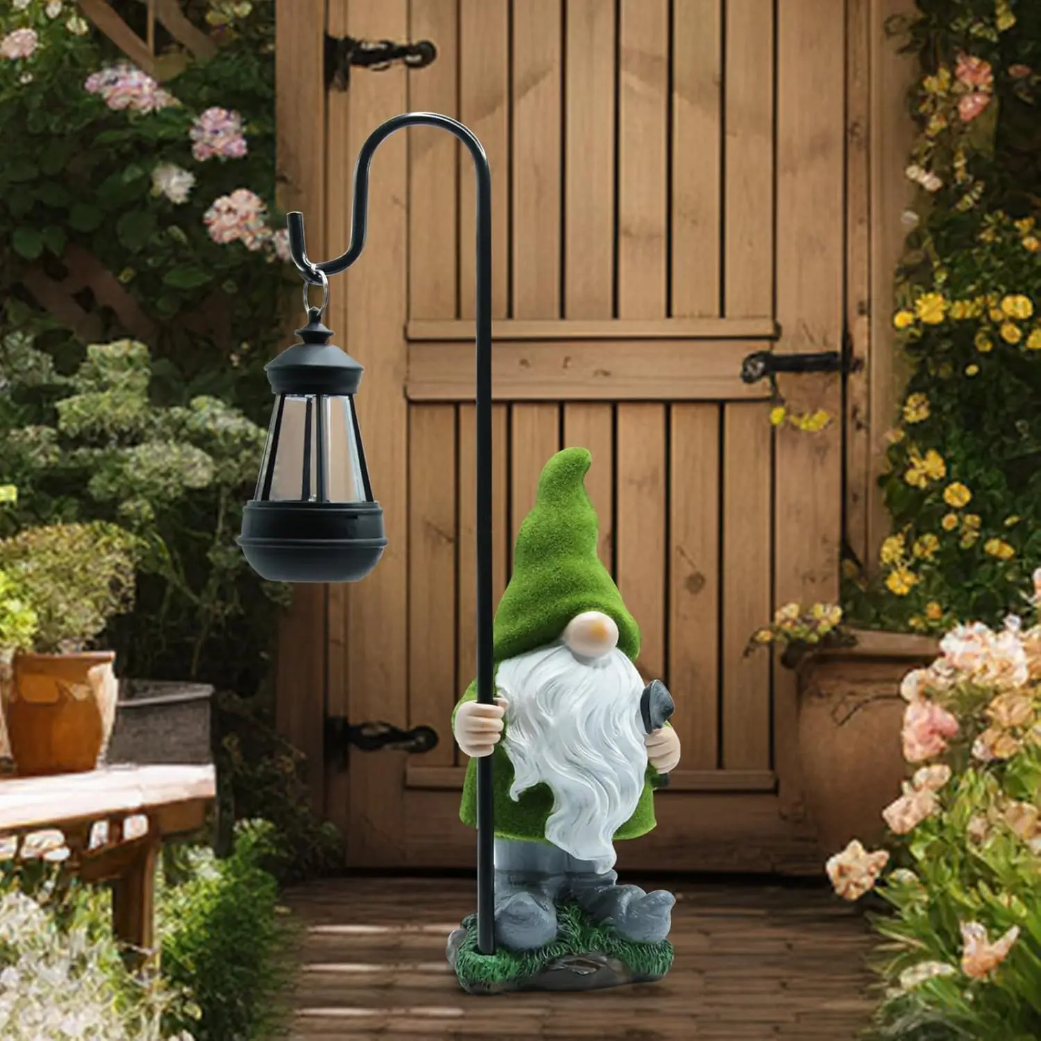 Solar Garden Lantern Dwarf Outdoor Statue Decoration Solar Garden Statue with LED Light Courtyard Lawn Decoration Halloween Gift