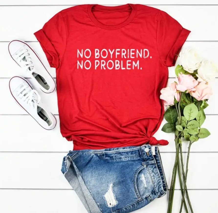 No Boyfriend  Problem T-shirt Valentines Shirt Women Funny Singles s Galentine's Day Tshirts Vintage T 