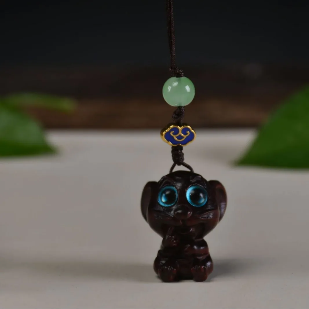 2pc Wooden Carvings - Twelve Zodiac Animal Models, Rosewood Mobile Hanger, Cartoon Animal Zodiac Back Cover Decoration