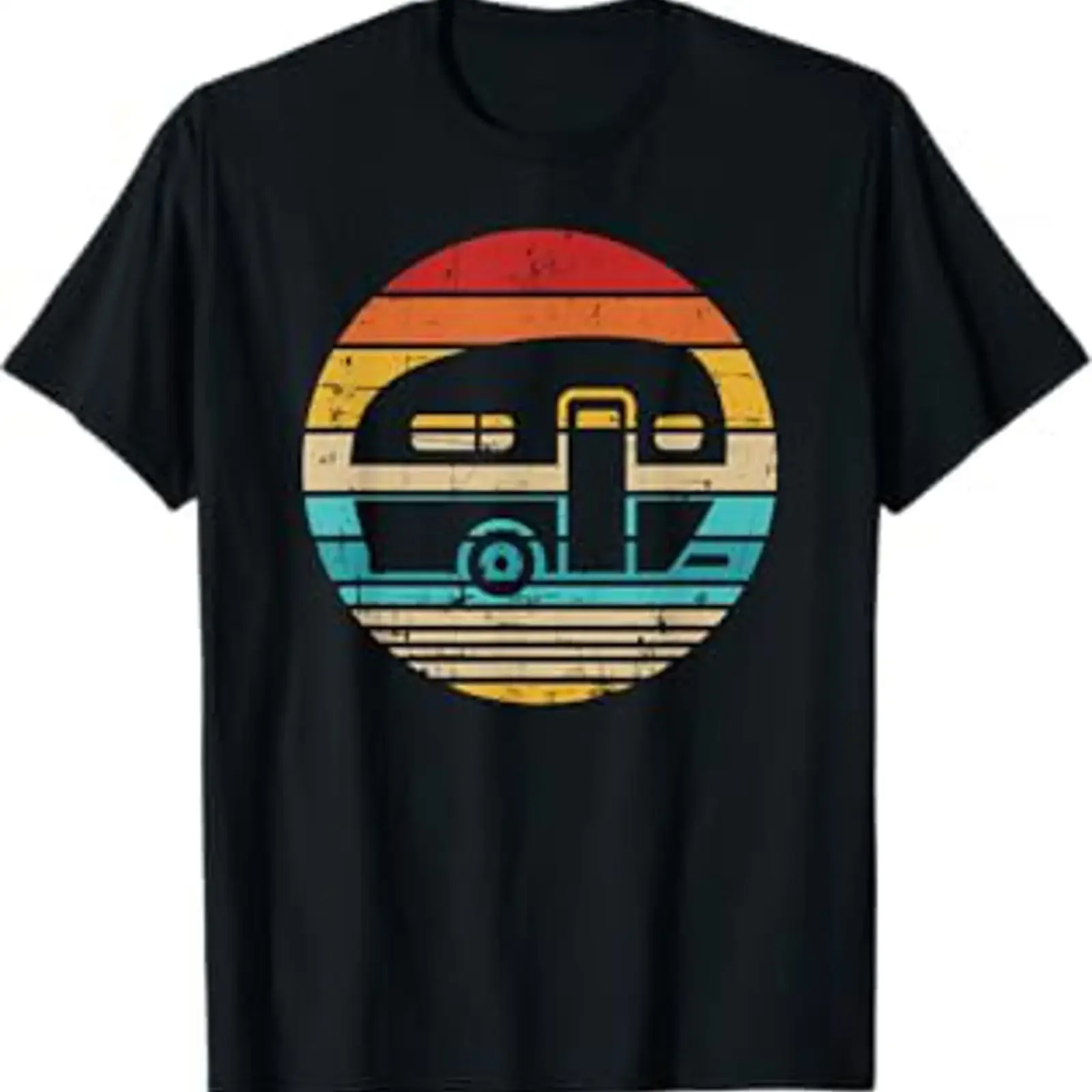 Camping Caravan Vintage T Shirt black s vintage Washed streetwear Soft Comfortable graphic Stretched Slightly Stylish