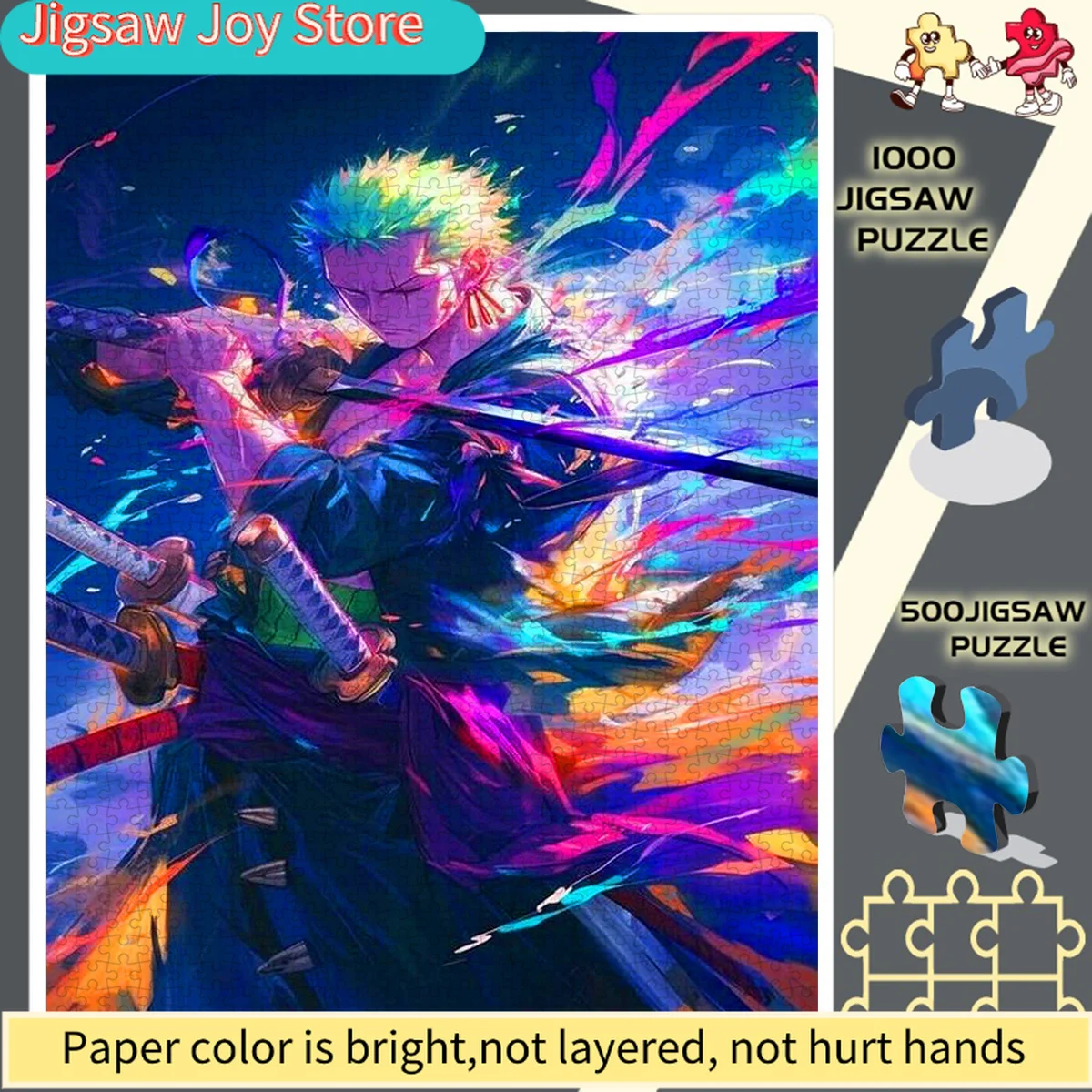 

2D-пазл для взрослых, бумажный пазл - Яркая сцена сражения с мечами Зоро, развивающая интерактивная игра, украшение для дома