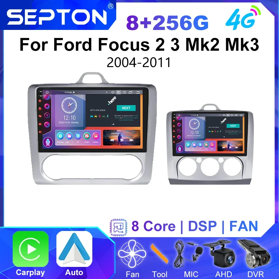 SEPTON Android Car Stereo Radio CarPlay for Ford Focus 2 3 Mk2 Mk3 2004-2011 Navi GPS Autoradio Multimedia Player 2Din Head Unit