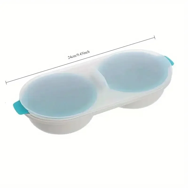 قطعة واحدة من صياد بيض الميكروويف ثنائي الكوب مع غطاء شفاف، بيض مطبوخ، مادة آمنة للطعام، طباخ بيض الميكروويف #2